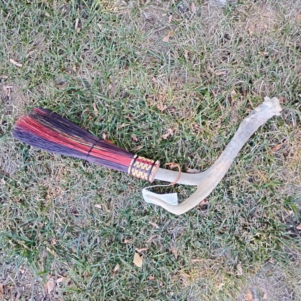 Elk horn handle broom